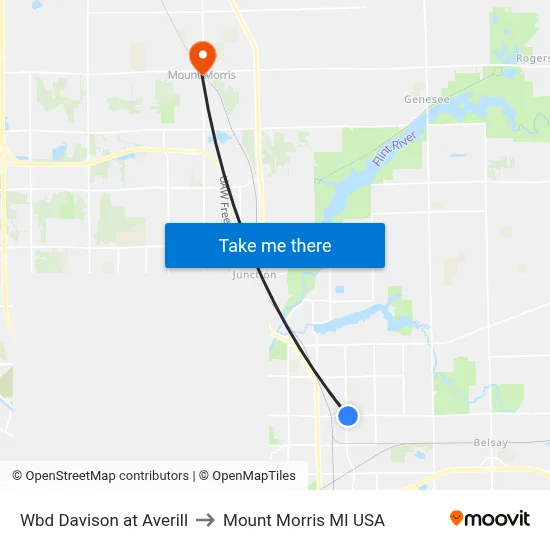 Wbd Davison at Averill to Mount Morris MI USA map