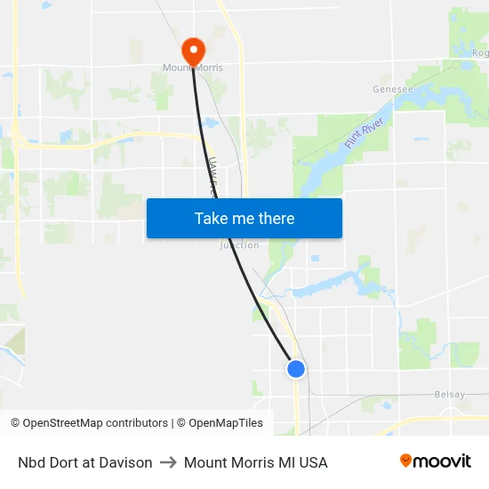 Nbd Dort at Davison to Mount Morris MI USA map