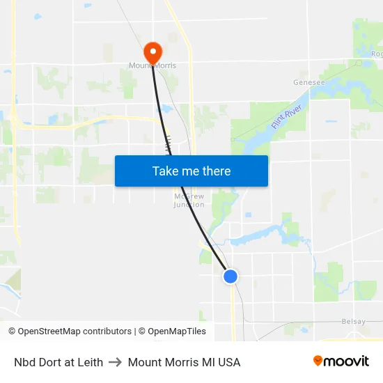 Nbd Dort at Leith to Mount Morris MI USA map