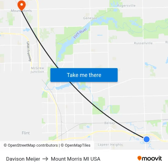 Davison Meijer to Mount Morris MI USA map