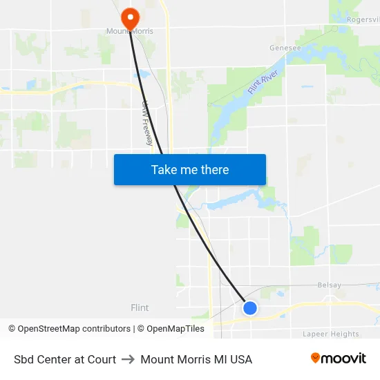 Sbd Center at Court to Mount Morris MI USA map