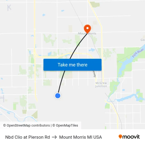 Nbd Clio at Pierson Rd to Mount Morris MI USA map