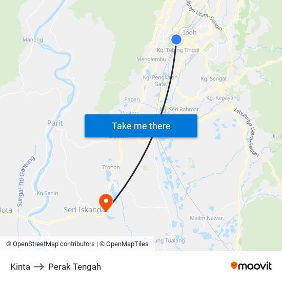 Kinta to Perak Tengah map