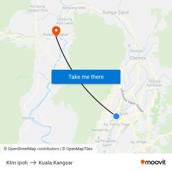 Ktm Ipoh to Kuala Kangsar map