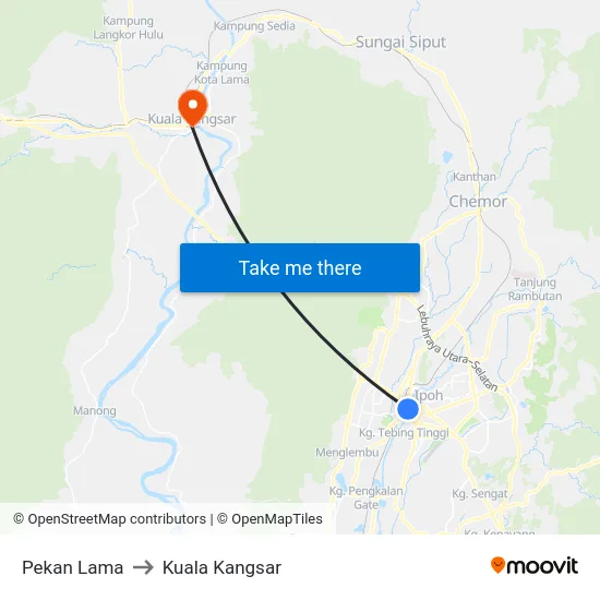 Pekan Lama to Kuala Kangsar map