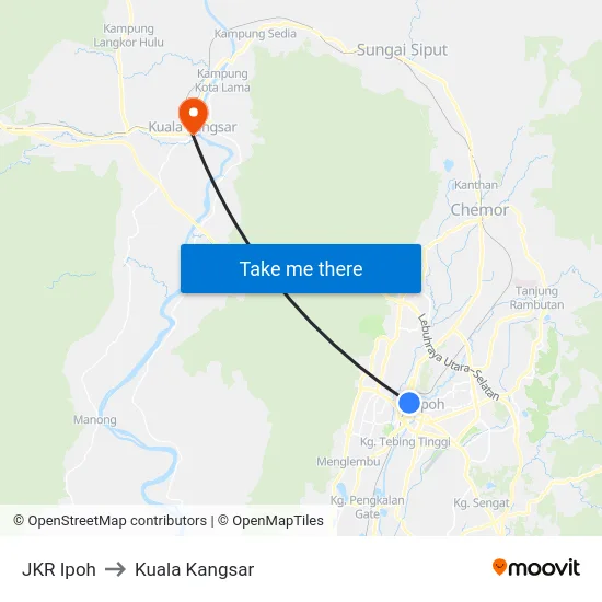 JKR Ipoh to Kuala Kangsar map