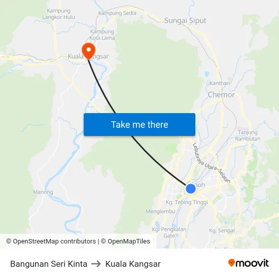 Bangunan Seri Kinta to Kuala Kangsar map