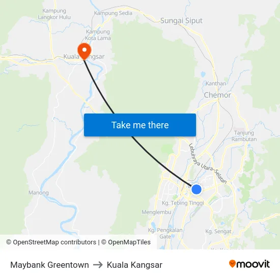 Maybank Greentown to Kuala Kangsar map