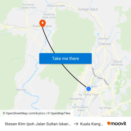 Stesen Ktm Ipoh Jalan Sultan Iskandar to Kuala Kangsar map