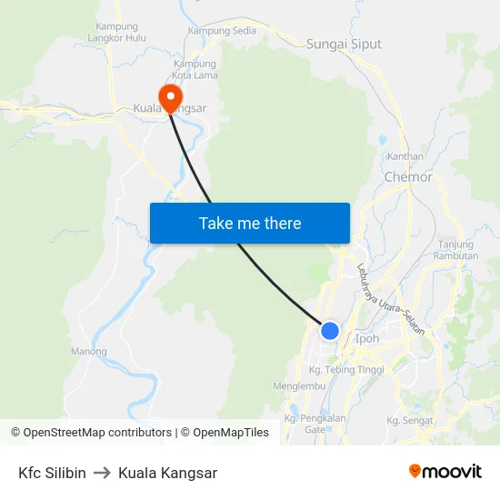 Kfc Silibin to Kuala Kangsar map