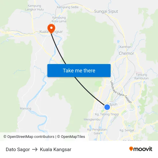 Dato Sagor to Kuala Kangsar map