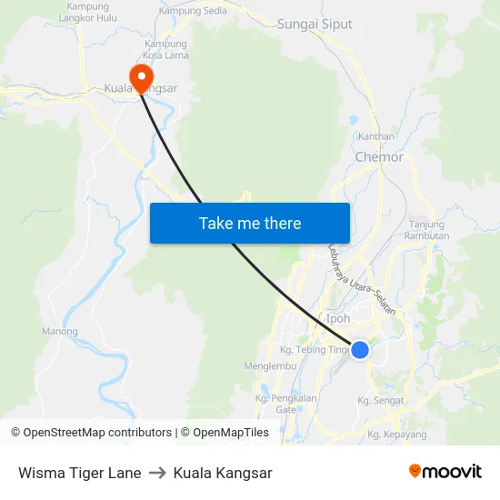 Wisma Tiger Lane to Kuala Kangsar map
