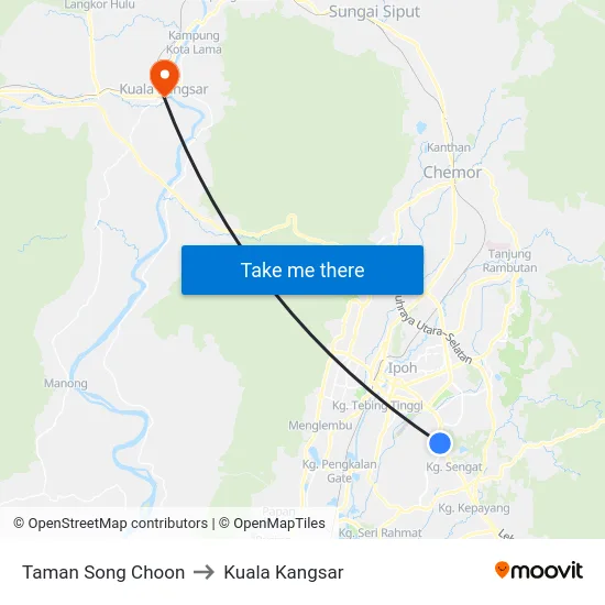 Taman Song Choon to Kuala Kangsar map