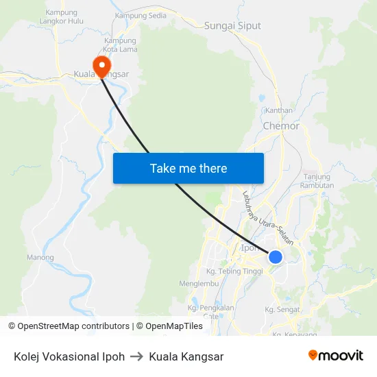 Kolej Vokasional Ipoh to Kuala Kangsar map