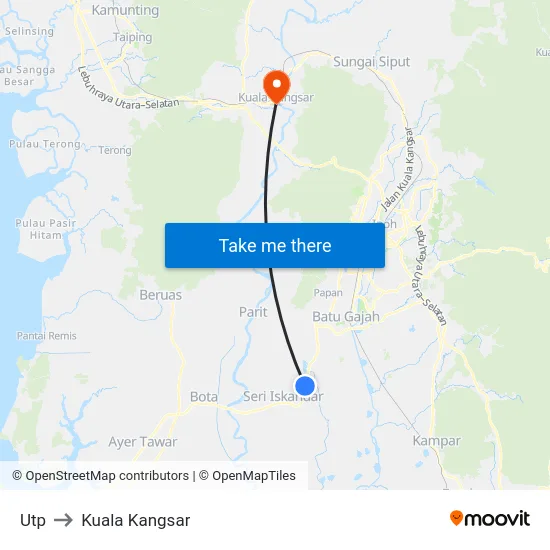 Utp to Kuala Kangsar map