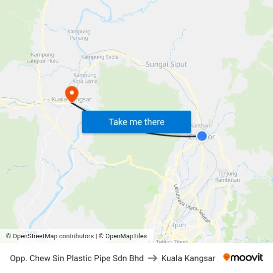 Opp. Chew Sin Plastic Pipe Sdn Bhd to Kuala Kangsar map