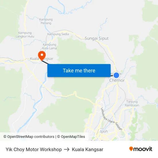 Yik Choy Motor Workshop to Kuala Kangsar map