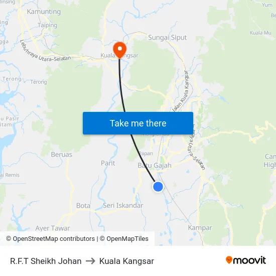 R.F.T Sheikh Johan to Kuala Kangsar map