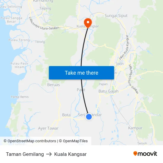 Taman Gemilang to Kuala Kangsar map