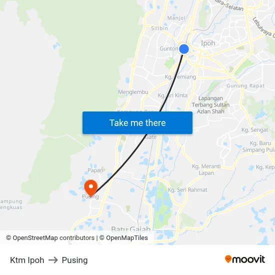 Ktm Ipoh to Pusing map