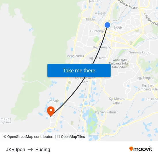 JKR Ipoh to Pusing map