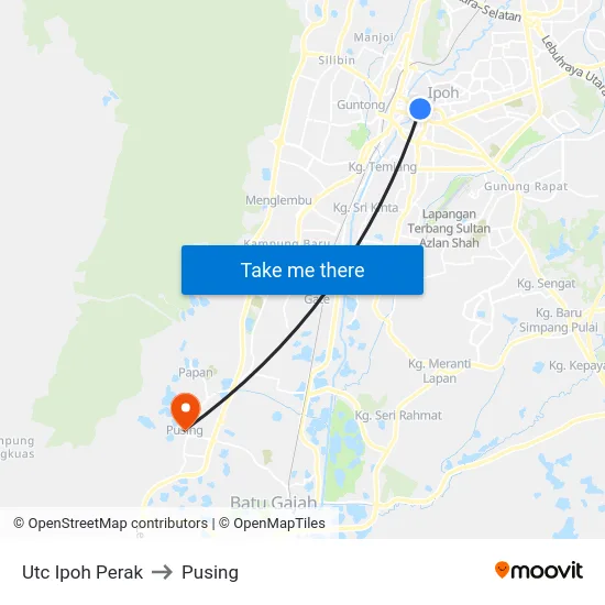 Utc Ipoh Perak to Pusing map