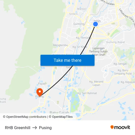 RHB Greenhill to Pusing map