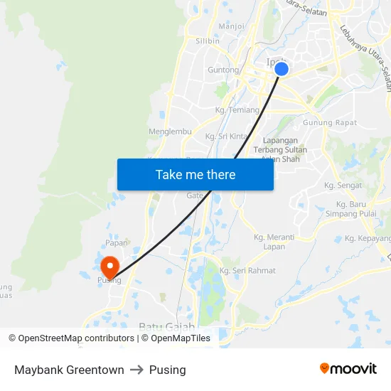 Maybank Greentown to Pusing map