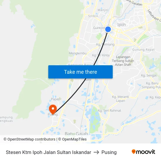 Stesen Ktm Ipoh Jalan Sultan Iskandar to Pusing map