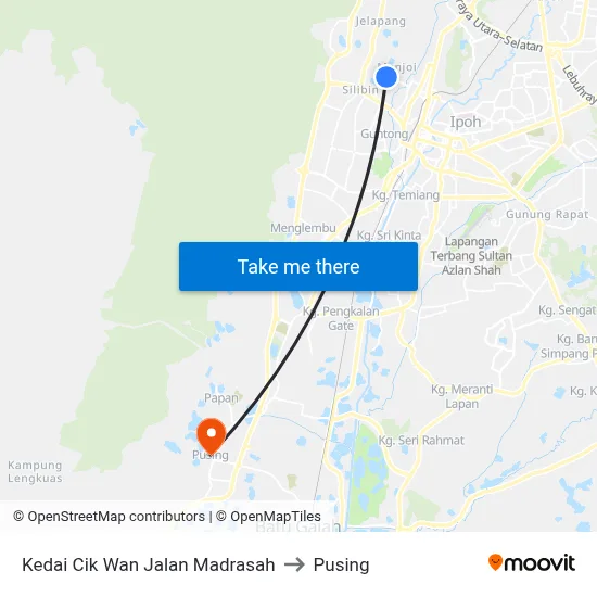 Kedai Cik Wan Jalan Madrasah to Pusing map