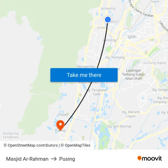 Masjid Ar-Rahman to Pusing map