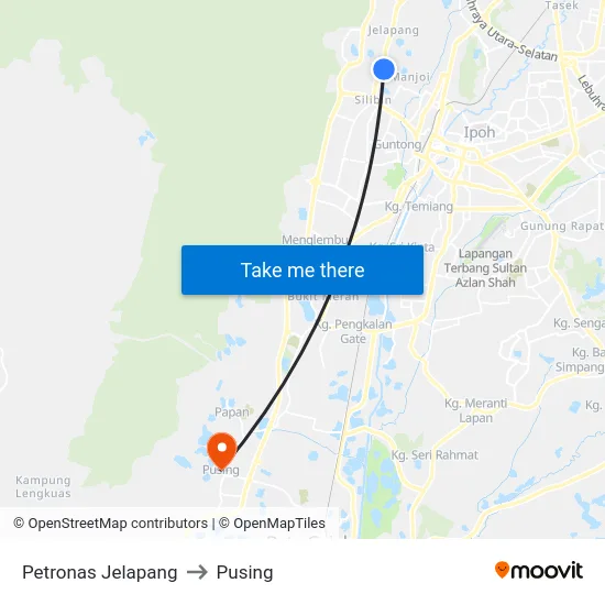 Petronas Jelapang to Pusing map