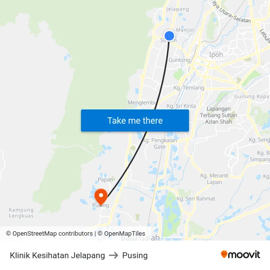 Klinik Kesihatan Jelapang to Pusing map