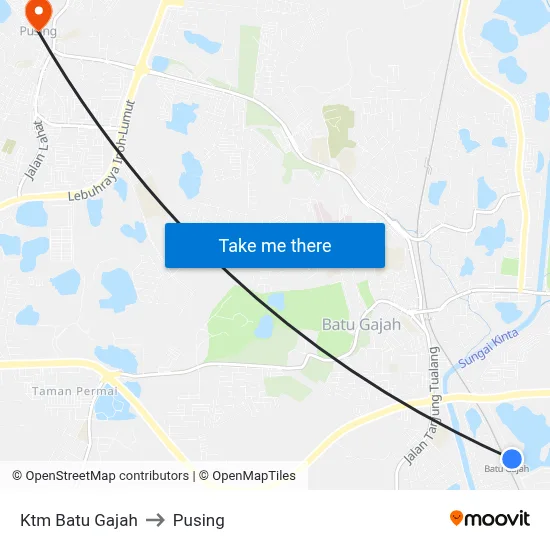 Ktm Batu Gajah to Pusing map