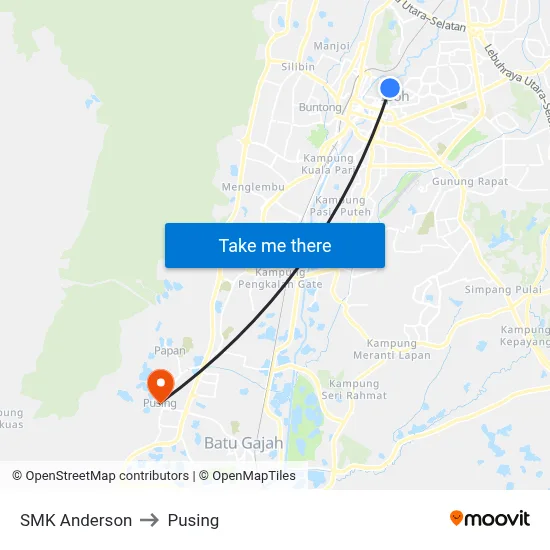 SMK Anderson to Pusing map