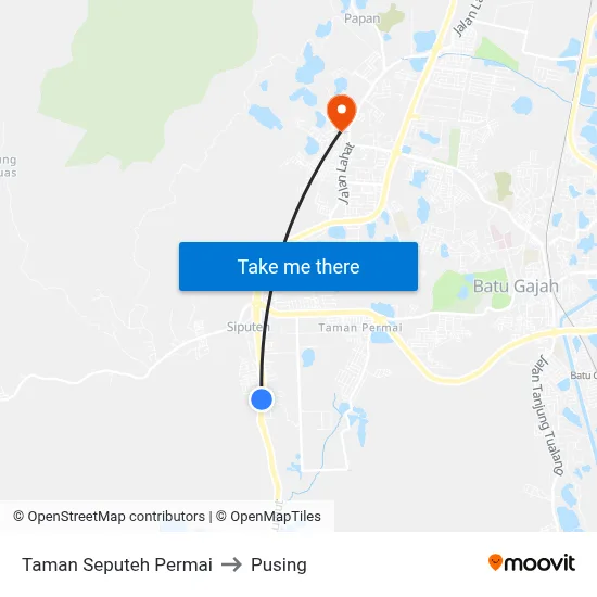 Taman Seputeh Permai to Pusing map