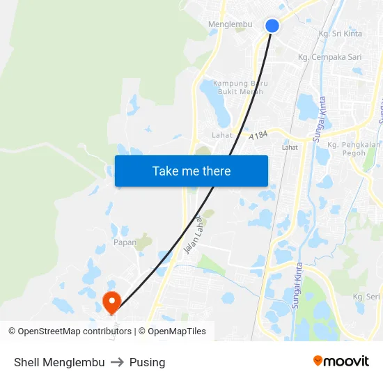 Shell Menglembu to Pusing map