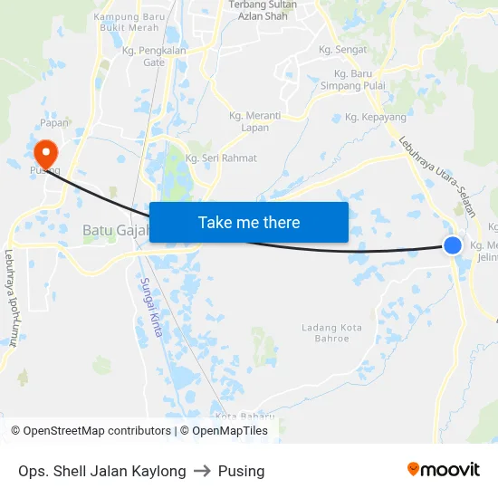 Ops. Shell Jalan Kaylong to Pusing map