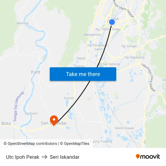 Utc Ipoh Perak to Seri Iskandar map