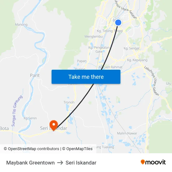 Maybank Greentown to Seri Iskandar map