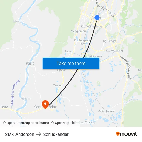 SMK Anderson to Seri Iskandar map