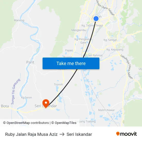 Ruby Jalan Raja Musa Aziz to Seri Iskandar map