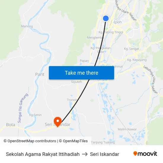 Sekolah Agama Rakyat Ittihadiah to Seri Iskandar map