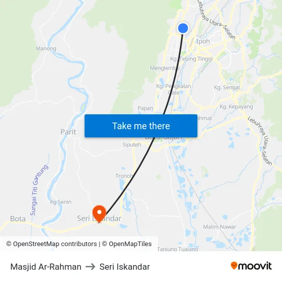 Masjid Ar-Rahman to Seri Iskandar map