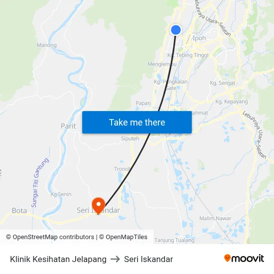 Klinik Kesihatan Jelapang to Seri Iskandar map