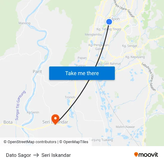 Dato Sagor to Seri Iskandar map