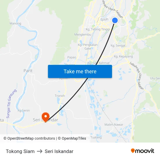 Tokong Siam to Seri Iskandar map