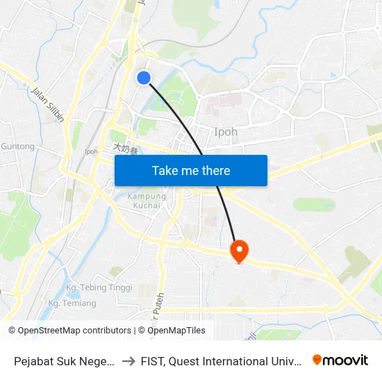 Pejabat Suk Negeri Perak to FIST, Quest International University Perak map