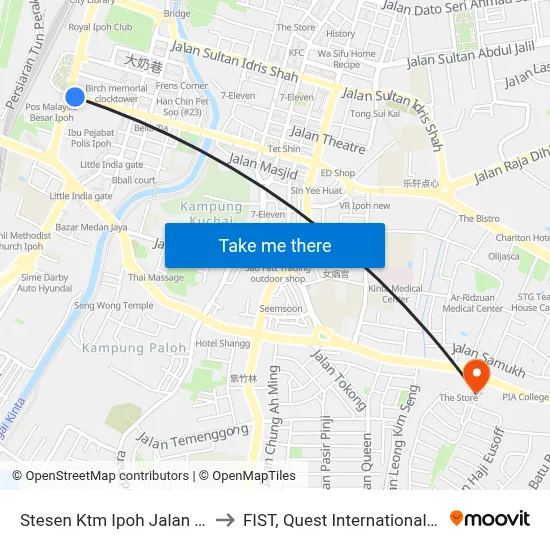 Stesen Ktm Ipoh Jalan Sultan Iskandar to FIST, Quest International University Perak map