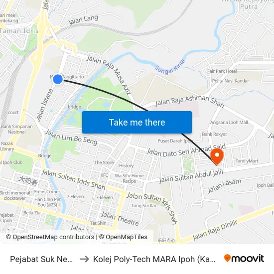 Pejabat Suk Negeri Perak to Kolej Poly-Tech MARA Ipoh (Kampus Greentown) map